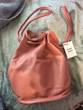 Mansur Gavriel Rosewood Leather Drawstring Shoulder Bag